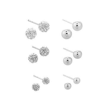 925 Sterling Silver 8mm Black Czech Crystal Post Stud Earrings Ball Button Fine Jewelry Gifts For Women For Her 